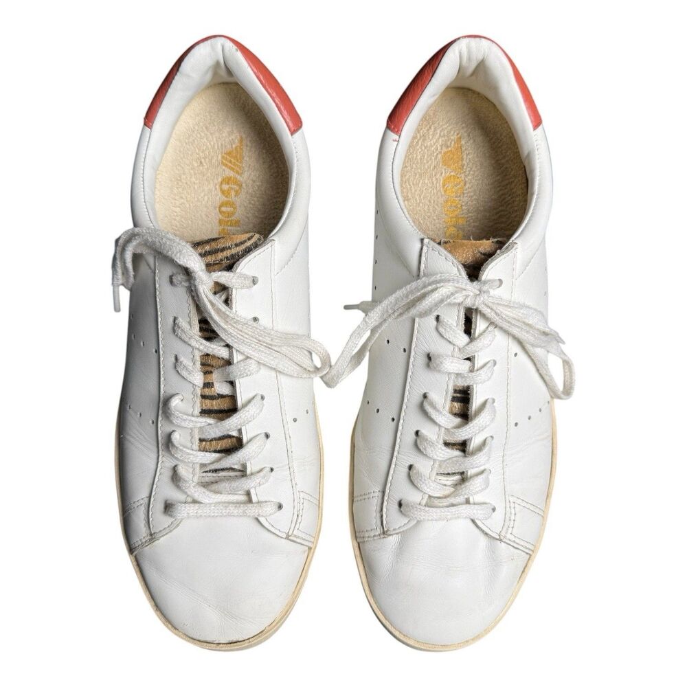 Gola Nova Safari Sneakers Size 9 White Red Leather Animal Print Retro Y2K - Picture 2 of 8